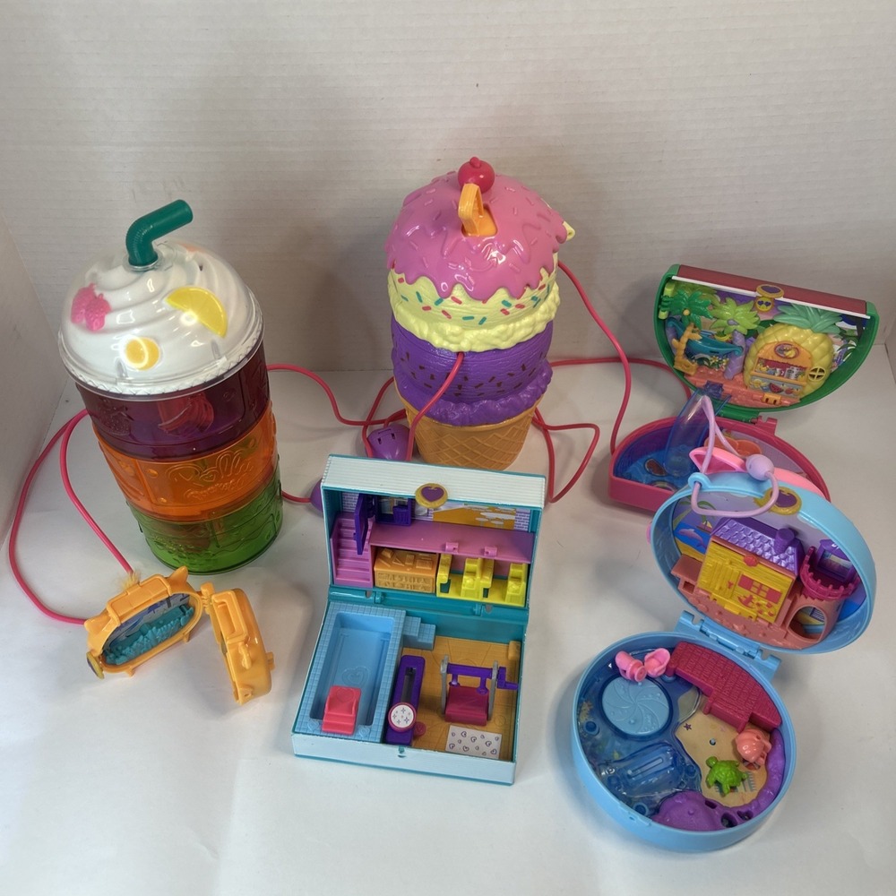 Polly Pocket Lot Of 6 Play Sets No Accessories  Mattel Read